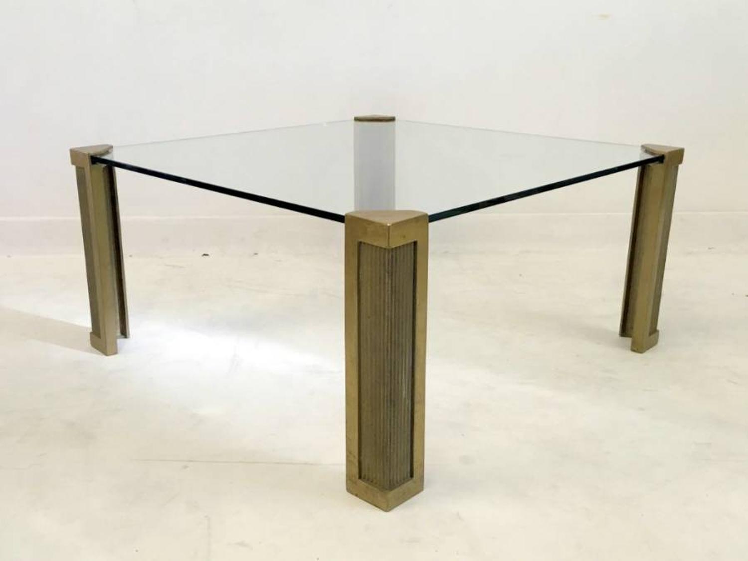 Brass and glass coffee table by Peter Ghyczy