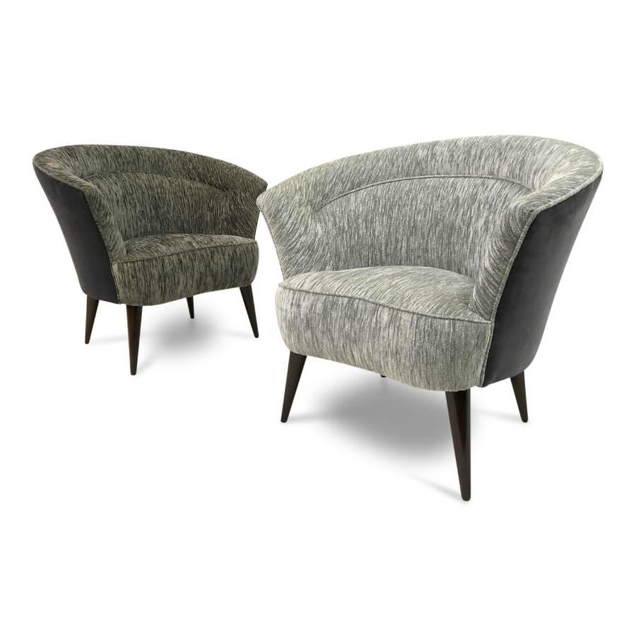 A pair of 1950s Italian tub armchairs