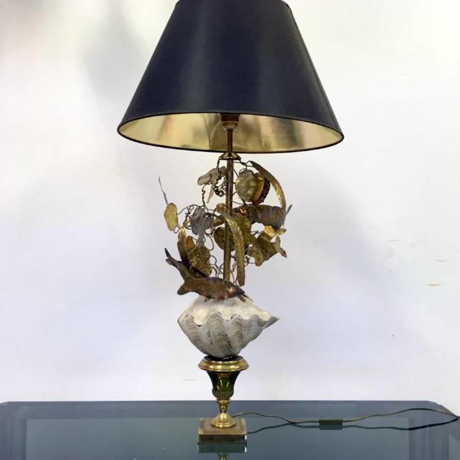 Shell and brass fish lamp