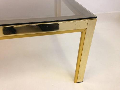 Gold lacquered metal and brass coffee table