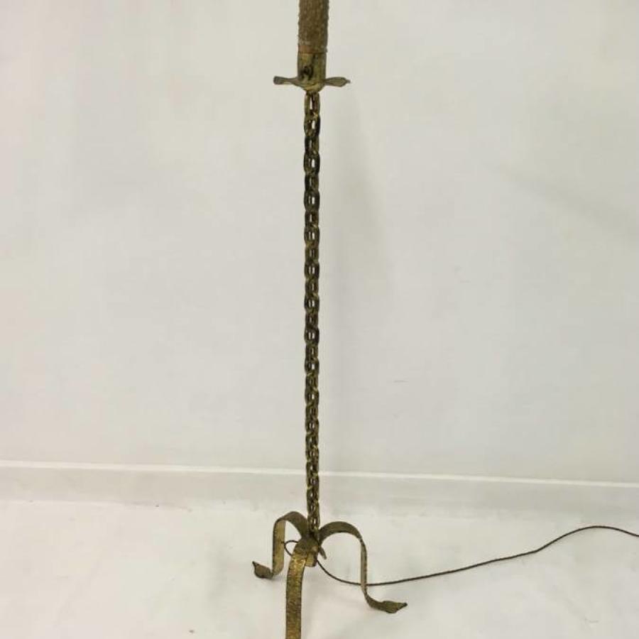 Gilt metal chain floor lamp in manner of Franz West