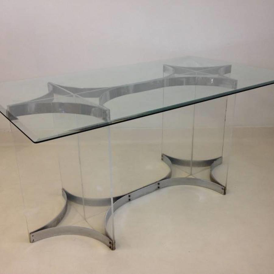 Chrome and lucite desk or table by Alessandro Albrizzi