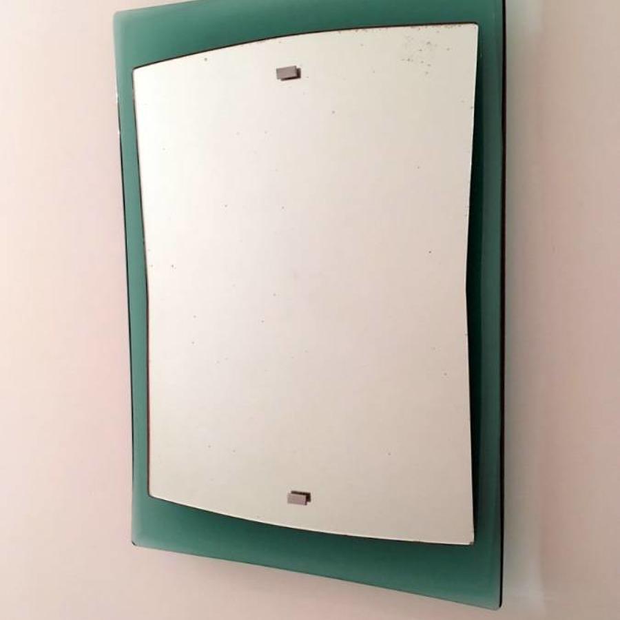 Curved coloured glass mirror by Cristal Arte