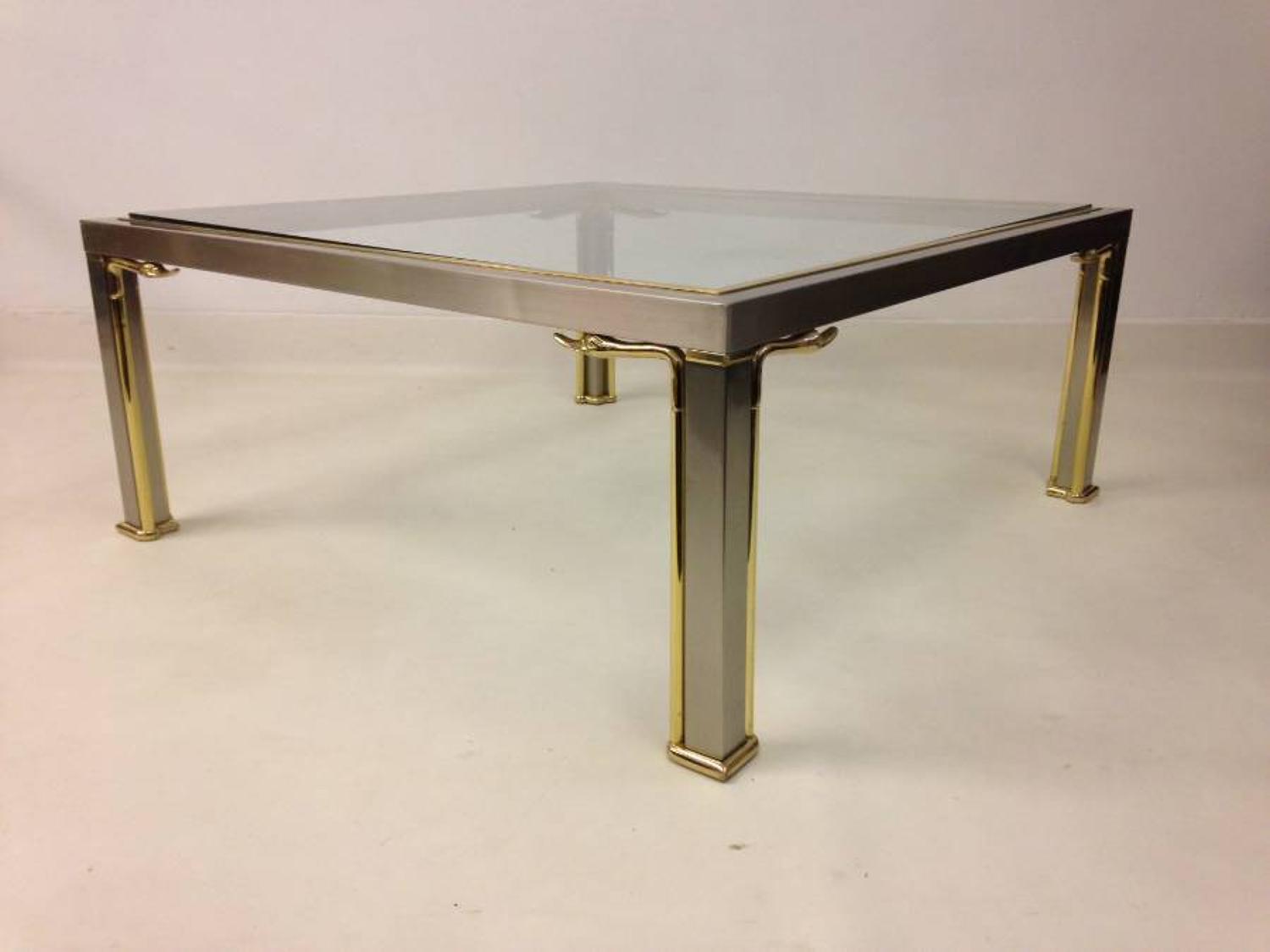 Steel and brass coffee table