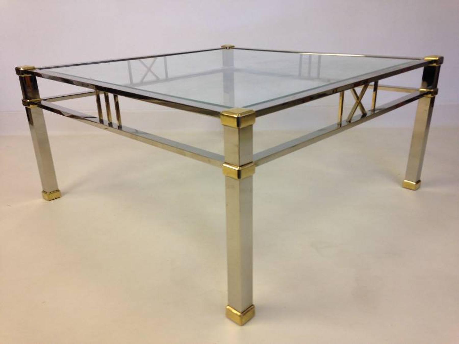 Chrome and brass coffee table