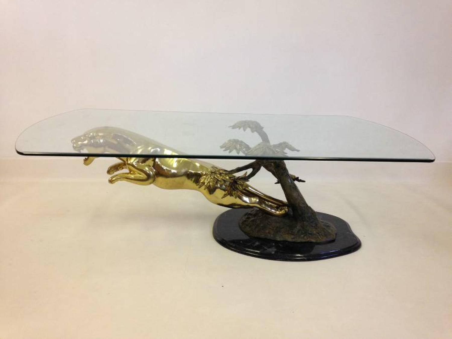 Bronze and brass panther table
