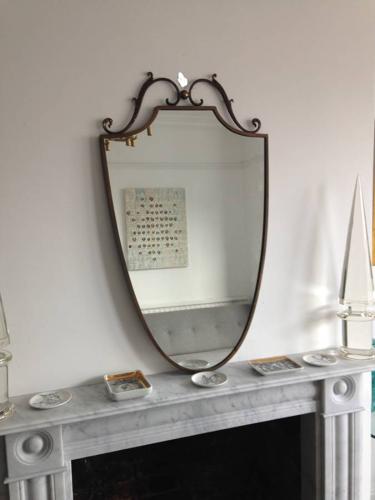 Italian brass shield mirror