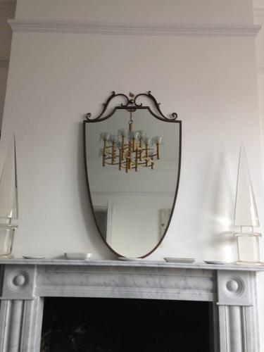 Italian brass shield mirror
