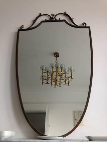Italian brass shield mirror
