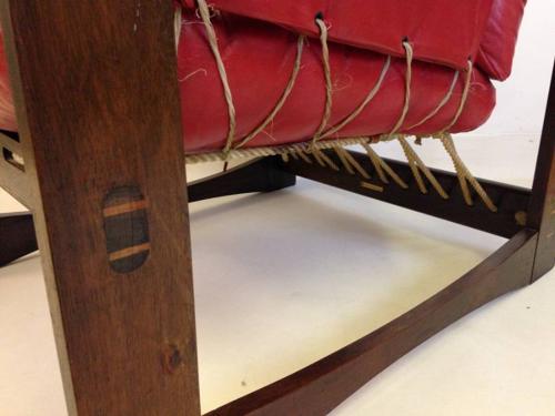 Brazilian jacaranda, leather and rope armchair