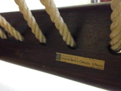 Brazilian jacaranda, leather and rope armchair