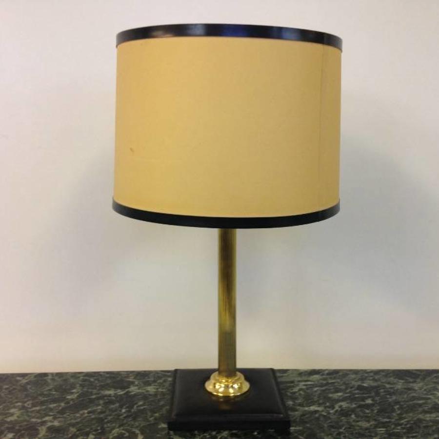 Brass and leather lamp Jacques Adnet style