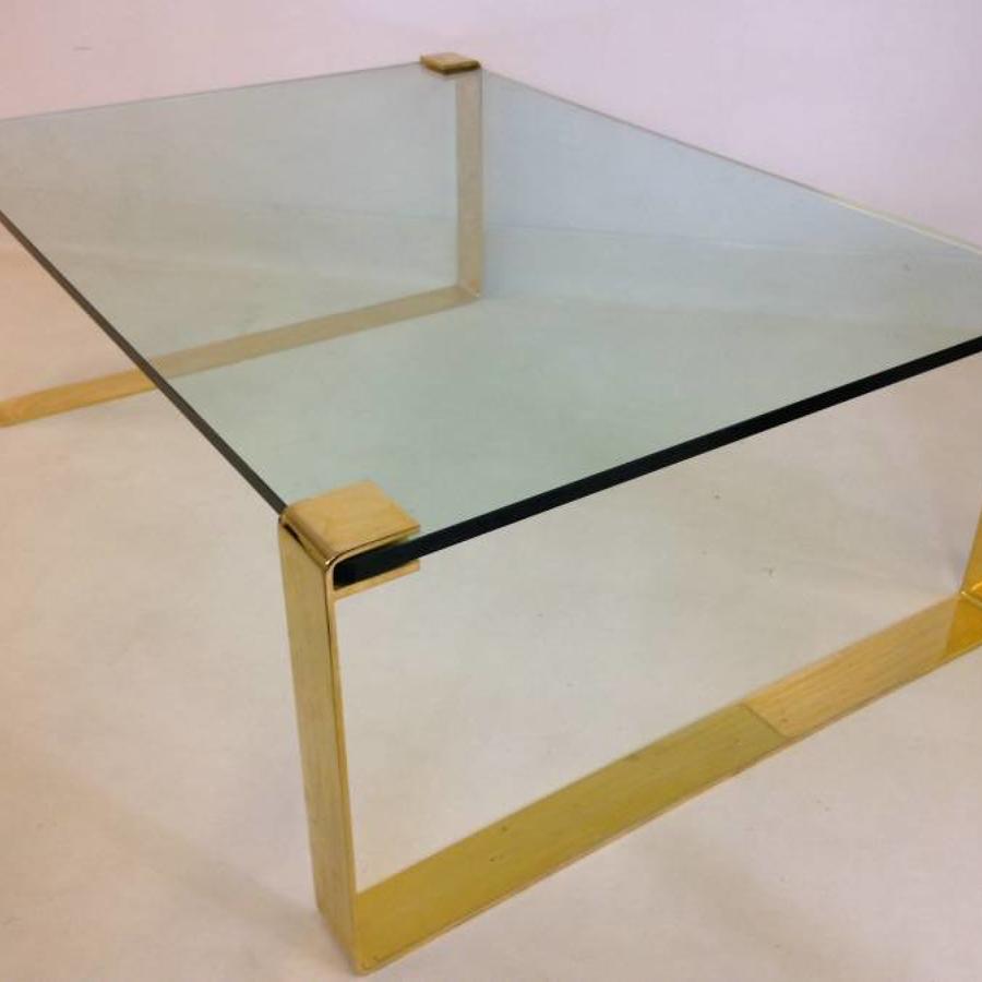 Large gilt metal and glass coffee table
