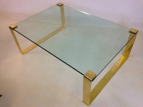 Large gilt metal and glass coffee table