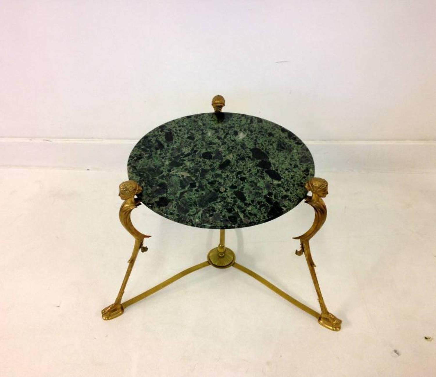Neo-classical brass and marble side table