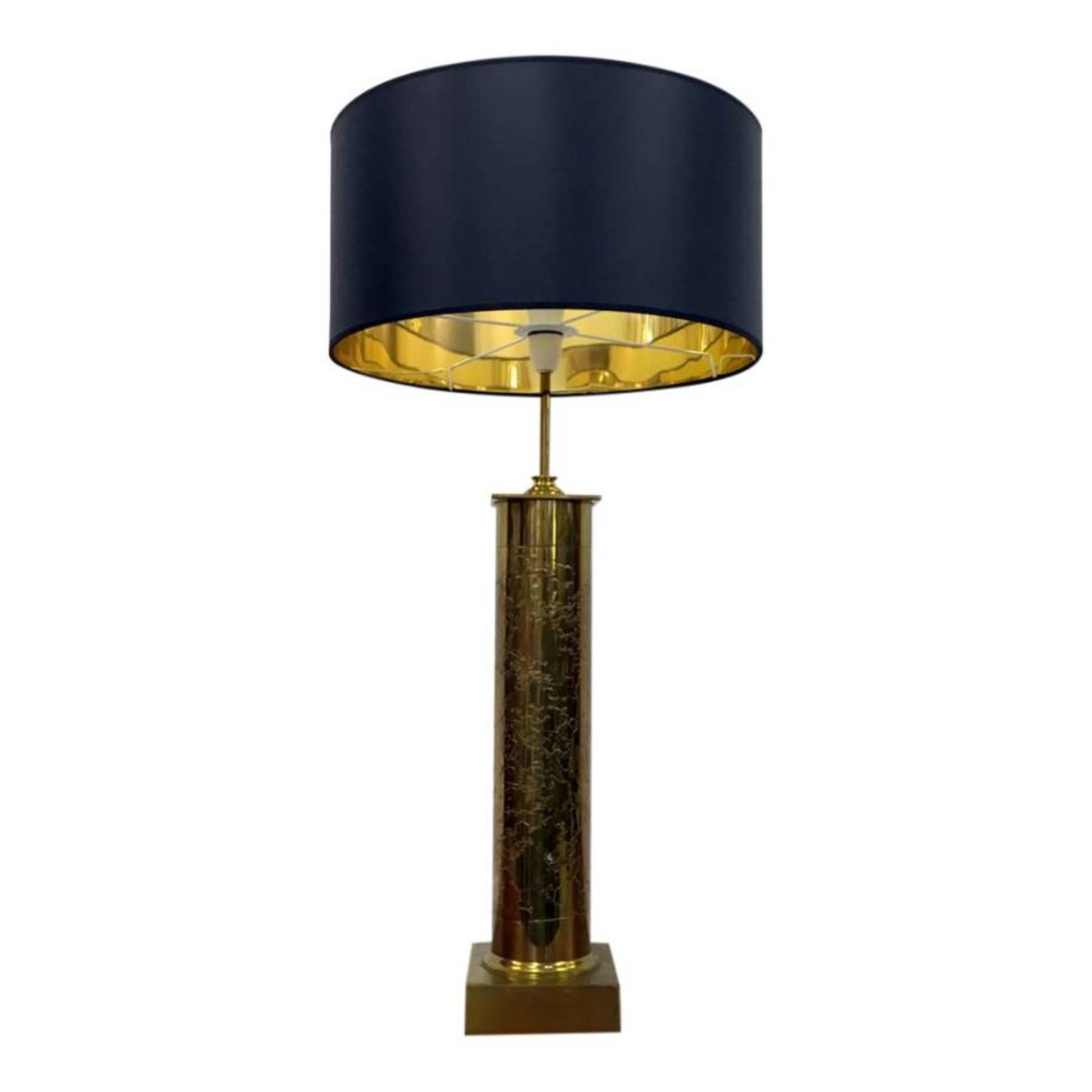 1970s Etched brass table lamp