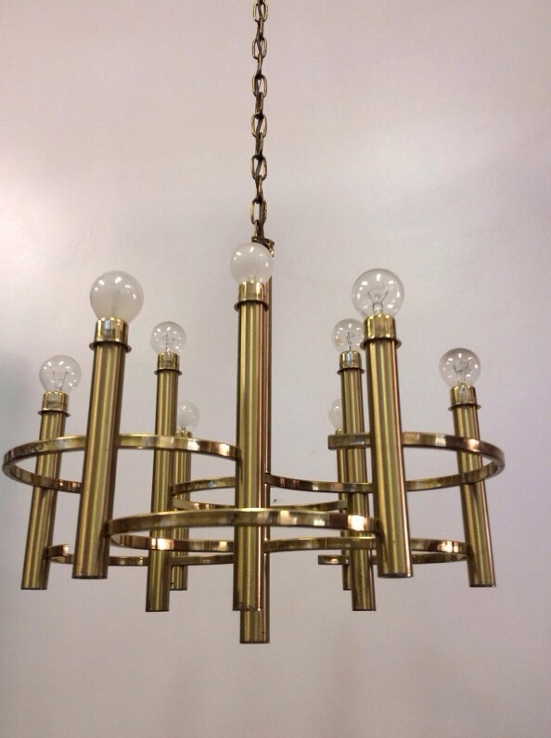 1970s brass chandelier by Sciolari