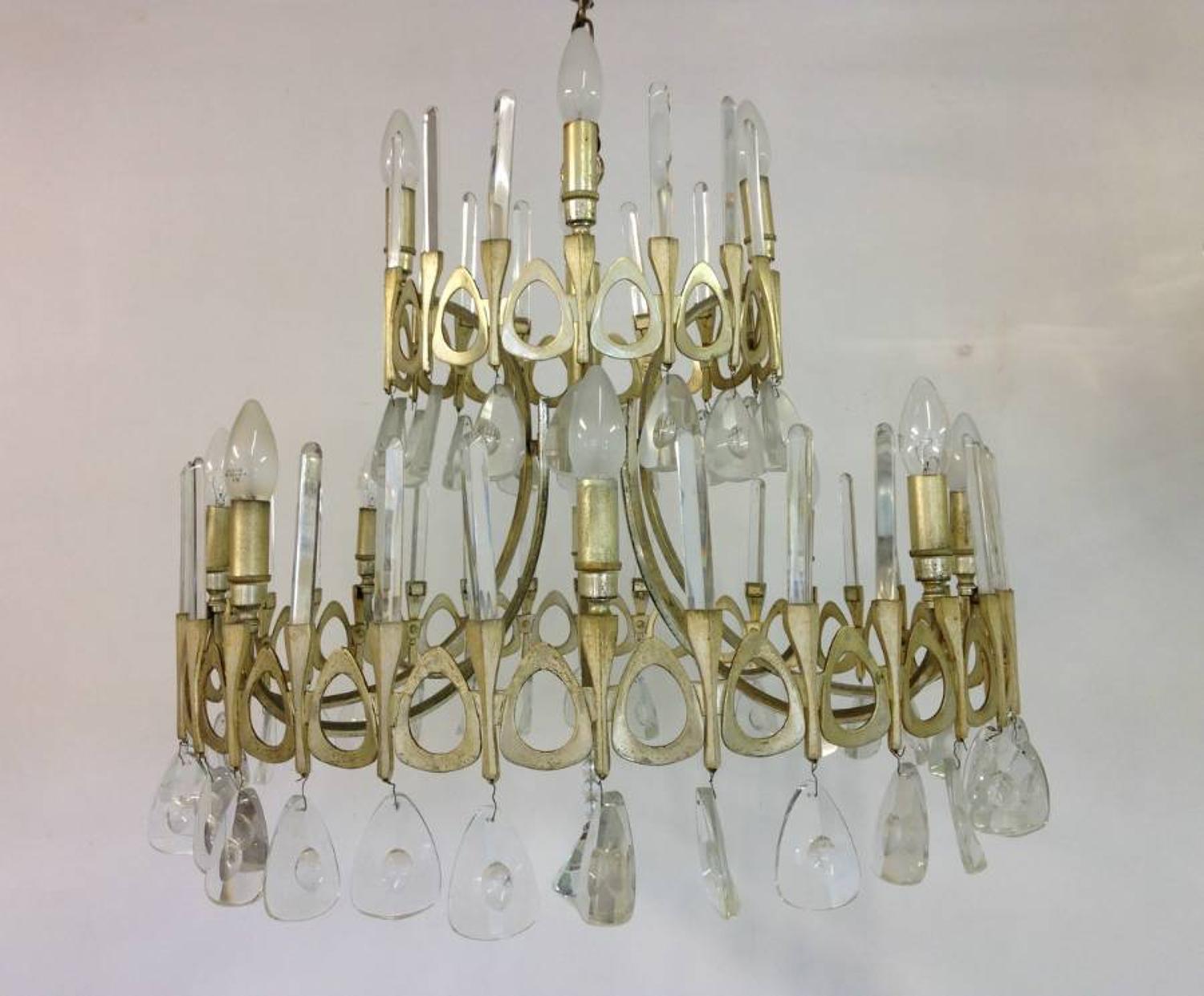 Silverplate and crystal chandelier by Sciolari