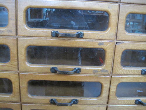 Oak haberdashery cabinet