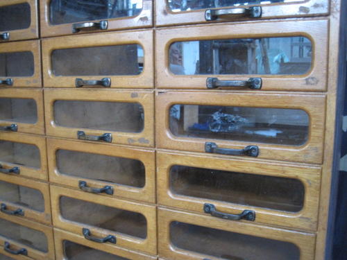 Oak haberdashery cabinet
