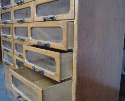 Oak haberdashery cabinet