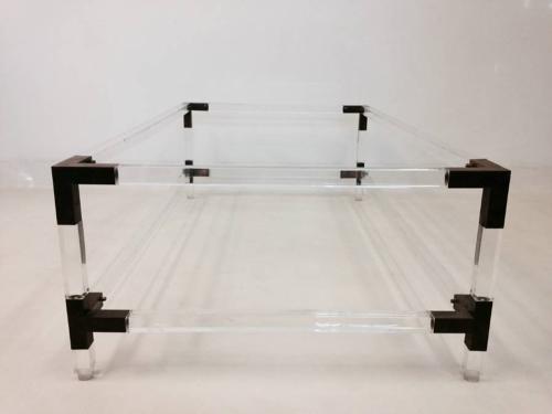 Italian lucite and brass coffee table