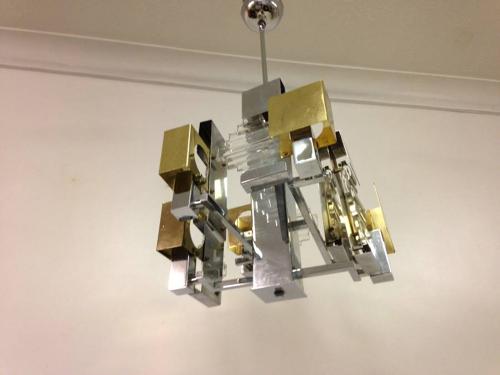 Brass and chrome chandelier by Sciolari