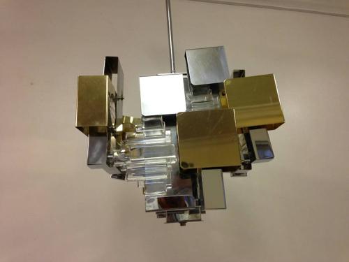 Brass and chrome chandelier by Sciolari