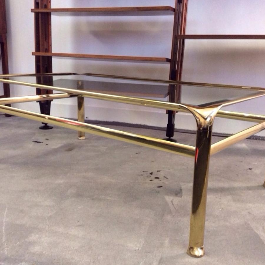 1970s gilt metal coffee table
