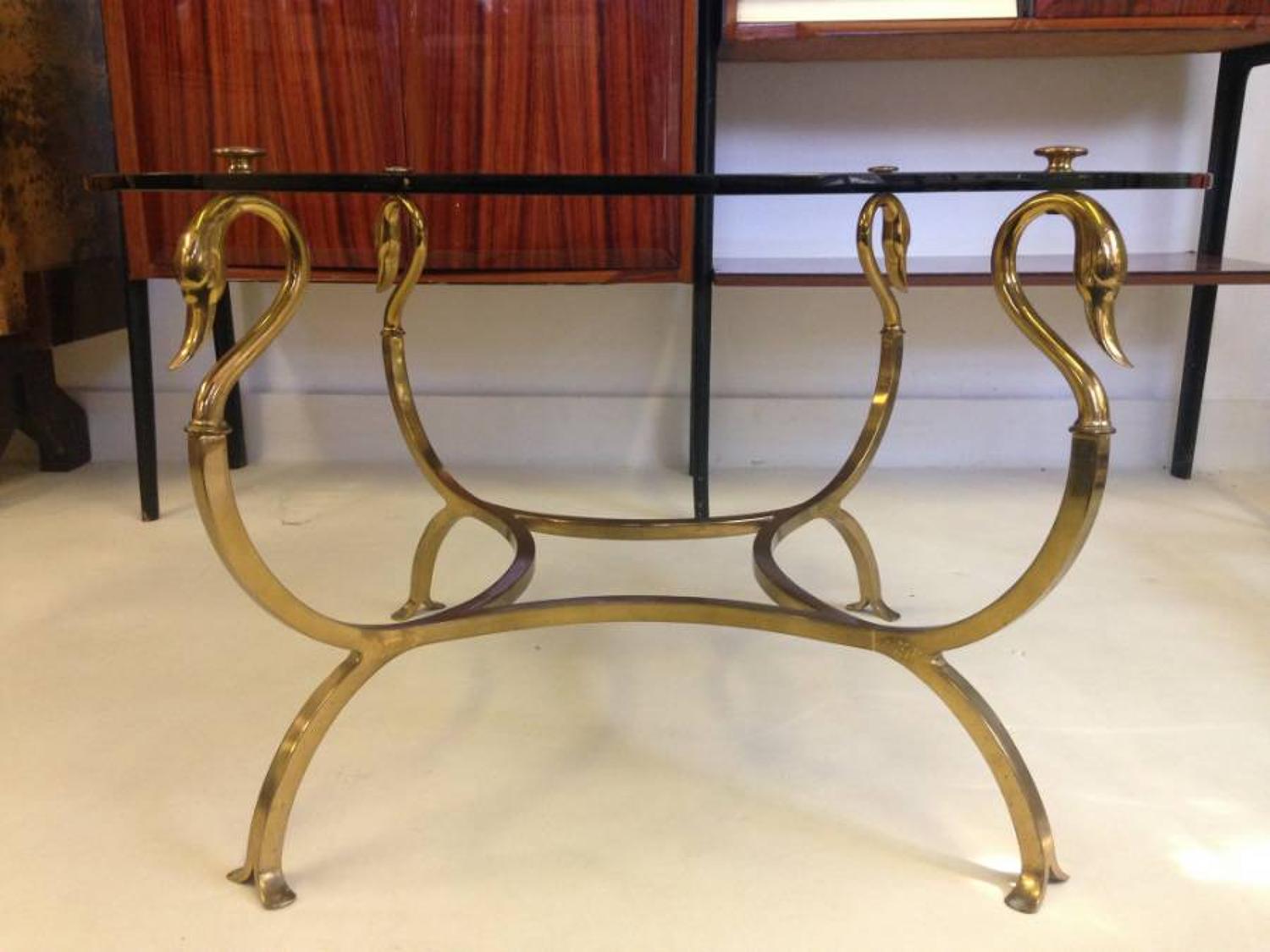 Brass swan coffee table