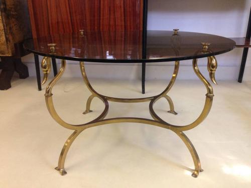 Brass swan coffee table