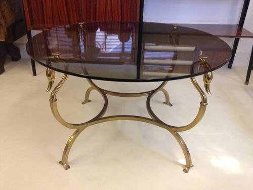 Brass swan coffee table
