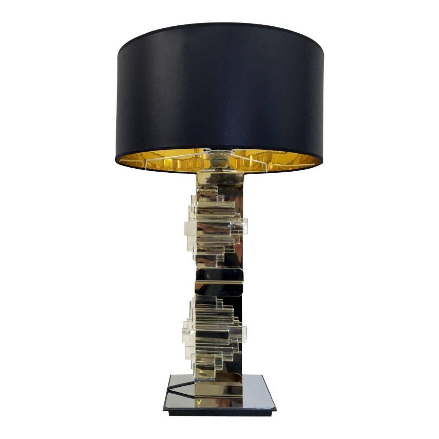 Brass, chrome and glass table lamp by Sciolari