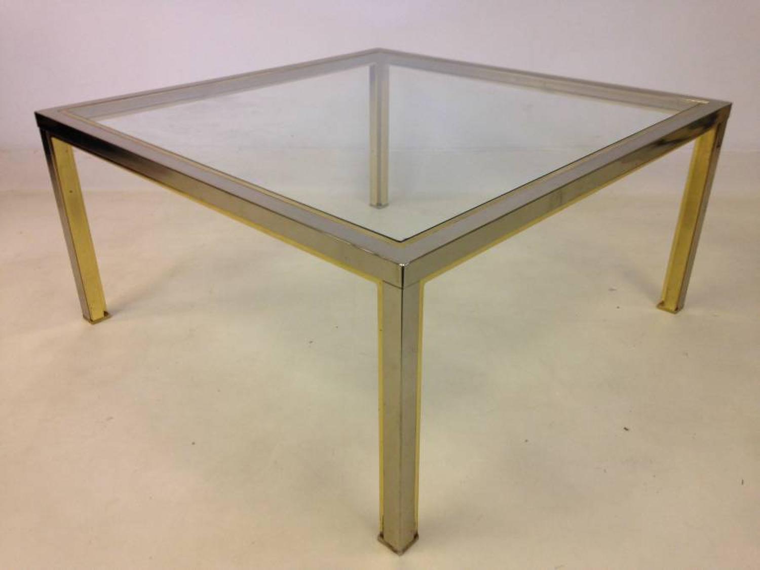 Chrome and lacquered brass coffee table