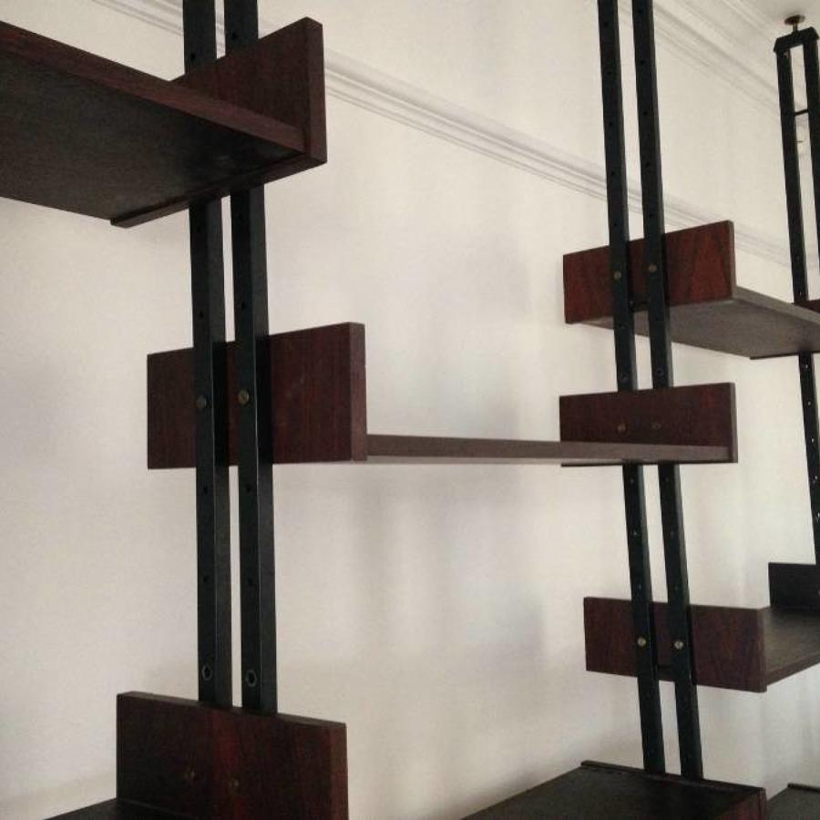 1960s Italian rosewood wall unit and shelves