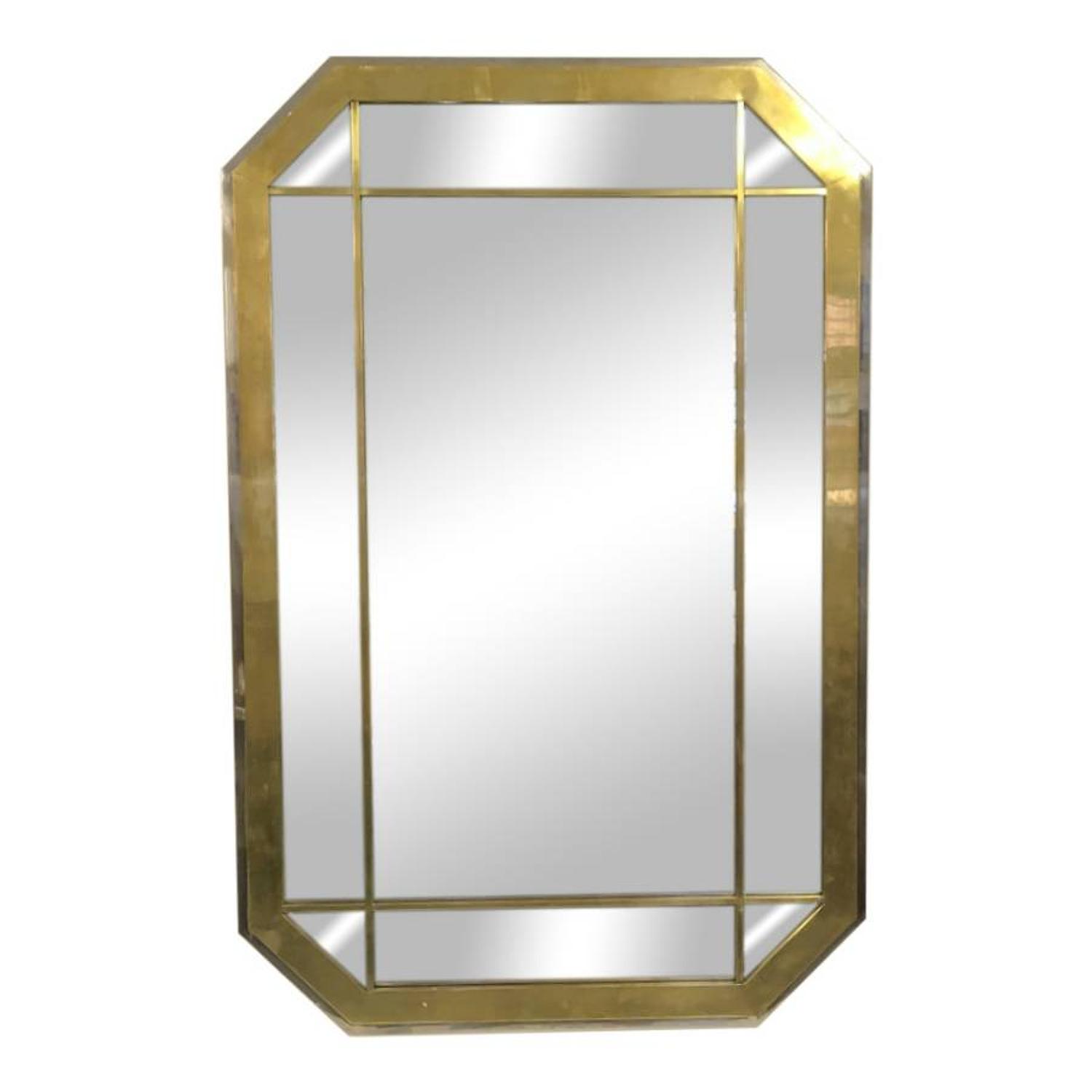 1970s chrome and brass mirror by Romeo Rega
