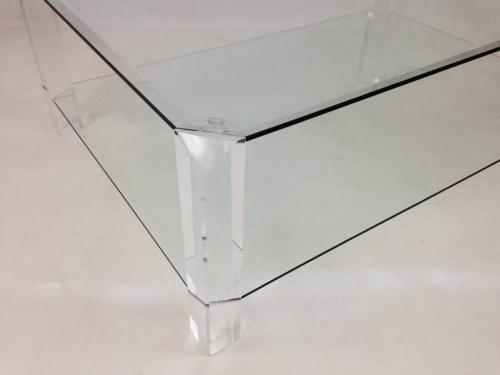 Two tier lucite and glass coffee table