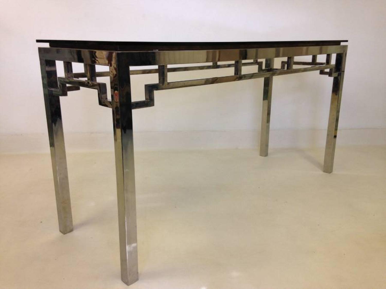 Italian chrome and brass console table