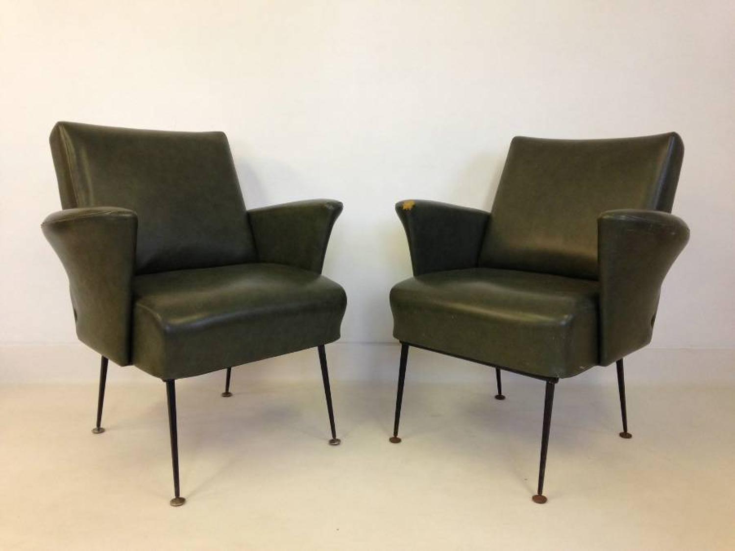 A pair of 1950s French armchairs