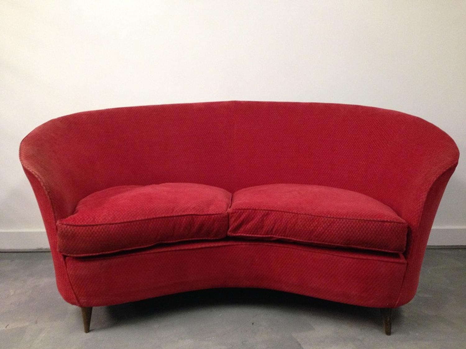 1950s Italian curved sofa