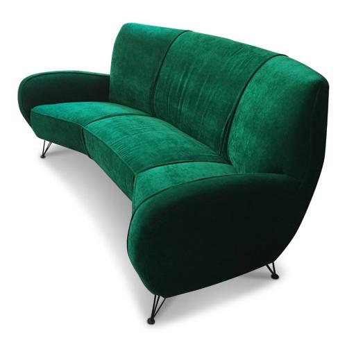 1960s Italian sofa in emerald velvet