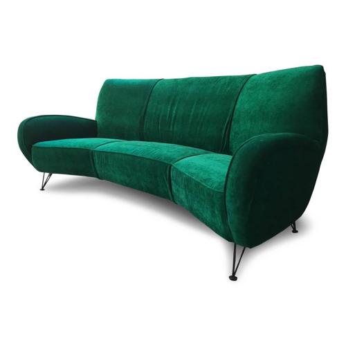 1960s Italian sofa in emerald velvet