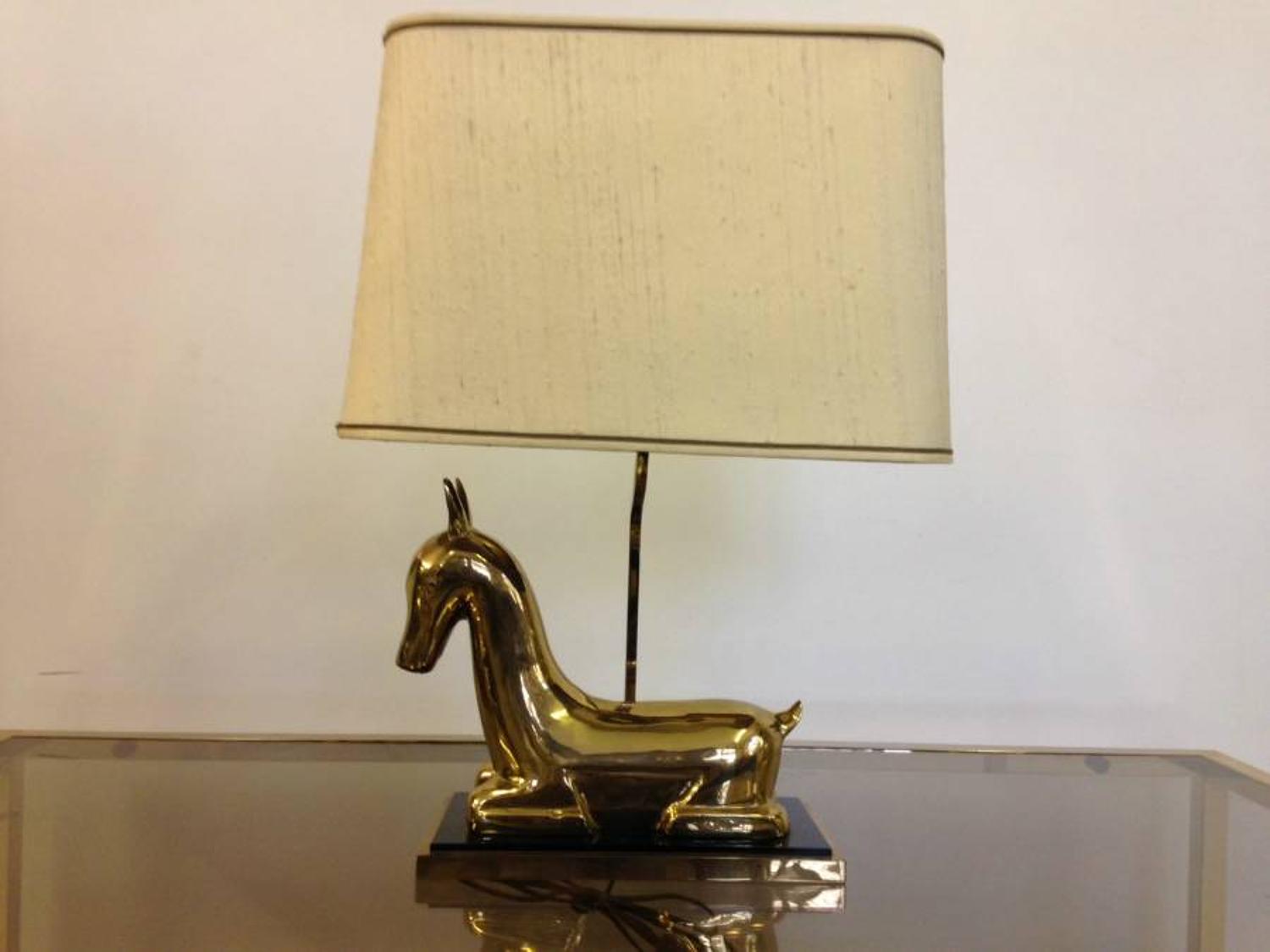 Stylized brass deer lamp