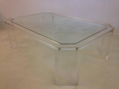 Canted edge lucite coffee table