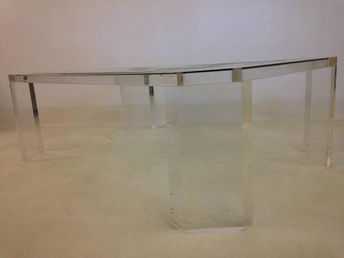 Canted edge lucite coffee table