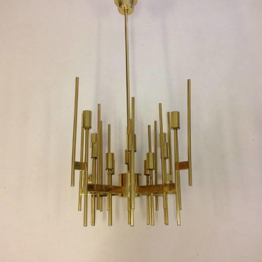 1970s brass chandelier