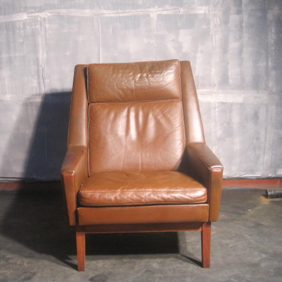 Danish leather highback armchair
