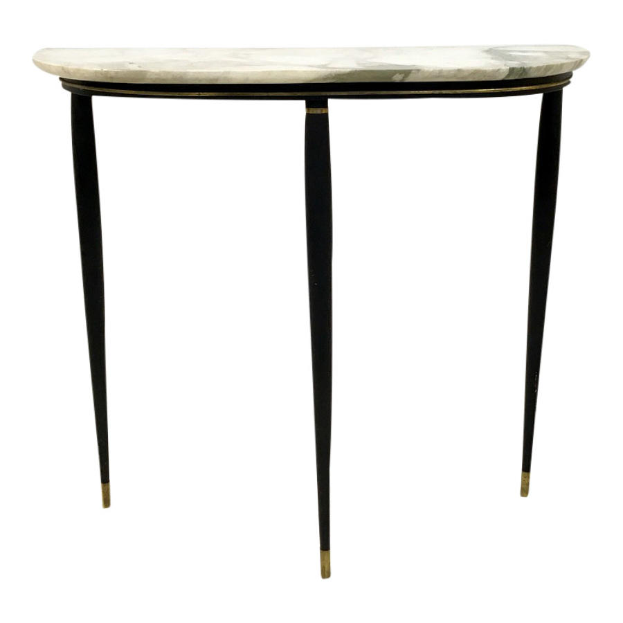 Italian marble, metal and brass console table