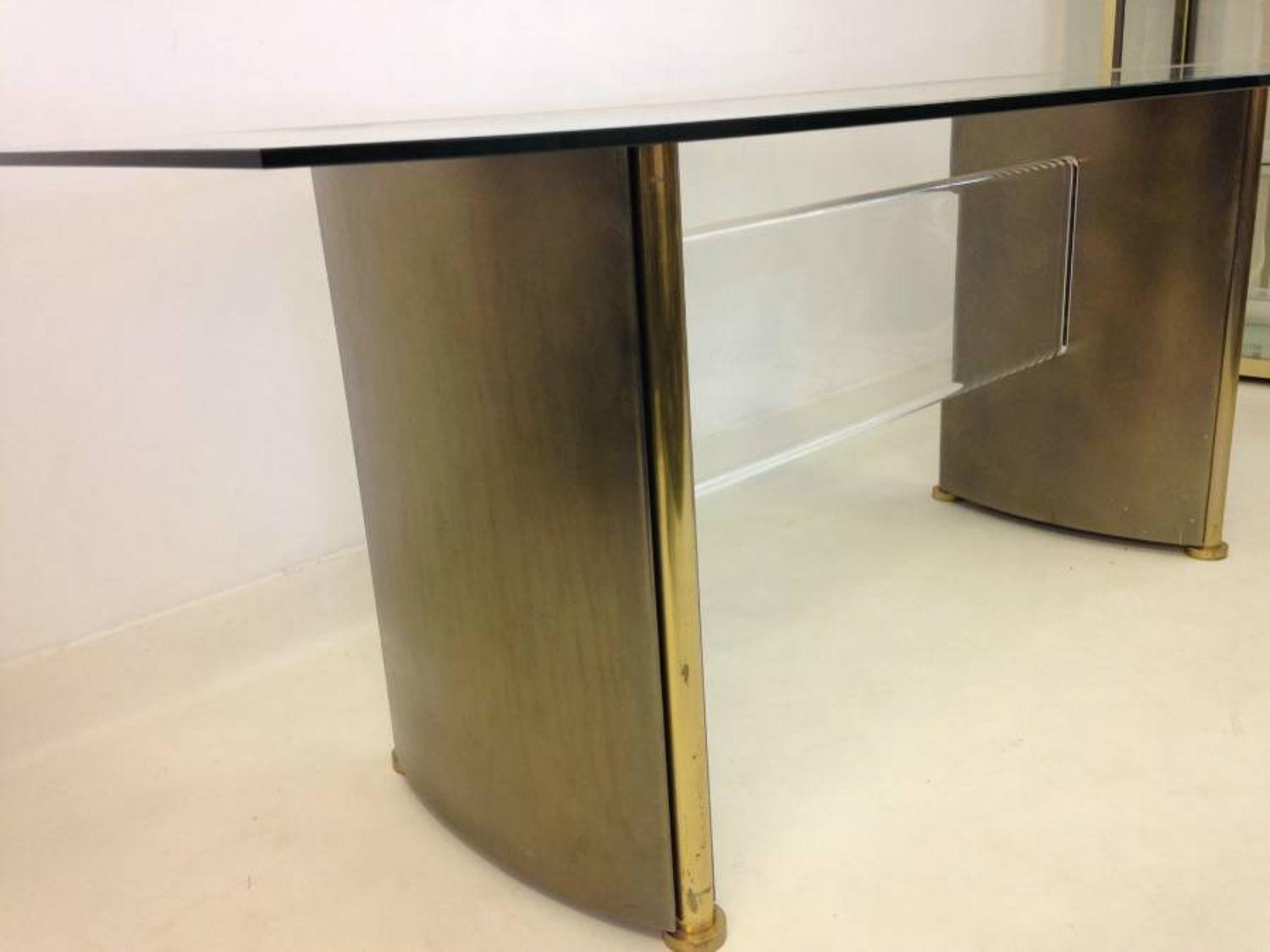 Brass and lucite dining table