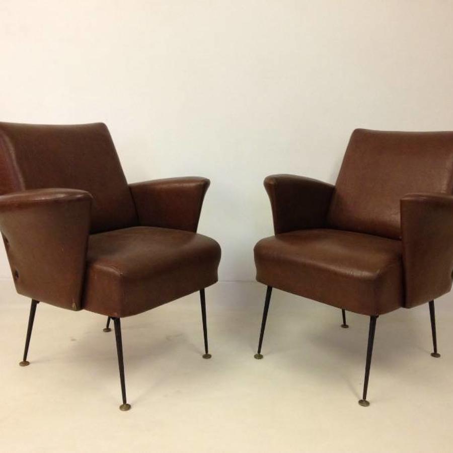 A pair of 1950s French armchairs